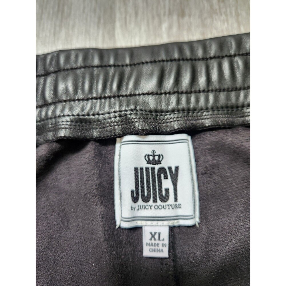Juicy Couture Faux Leather Jogger Pants Black Fleece Lined Pull On Womens XL EUC - Picture 4 of 10